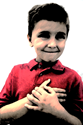 Little Boy with Hand on Heart Stock Image - Image of facial, blonde:  29662757